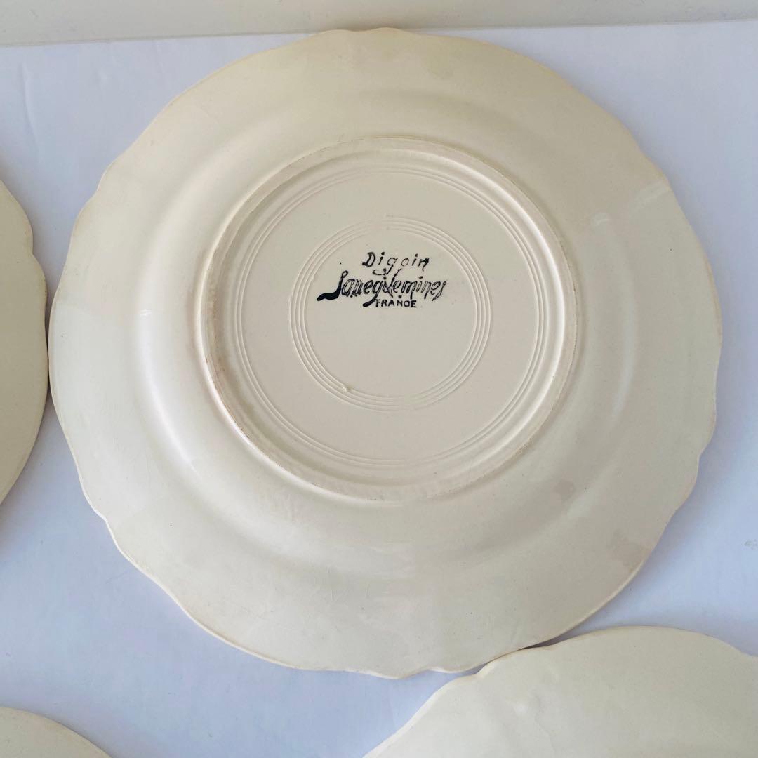 ディゴワンサルグミンヌ　花リム　ケーキプレート　フランス　4点セット