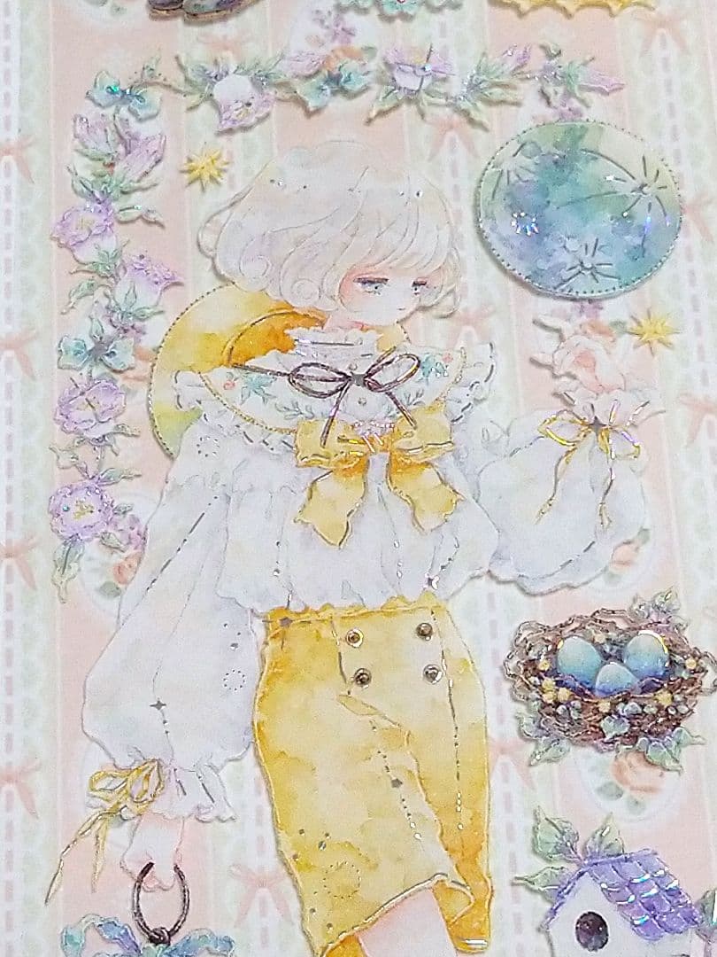 J1094＃枕边语(贝壳银)shine切り売り海外人物マステ