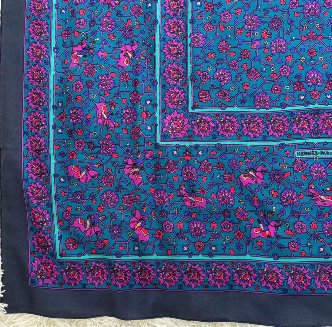 エルメス カレジェアン140 タブリーズ カシミヤ シルク スカーフ ストール