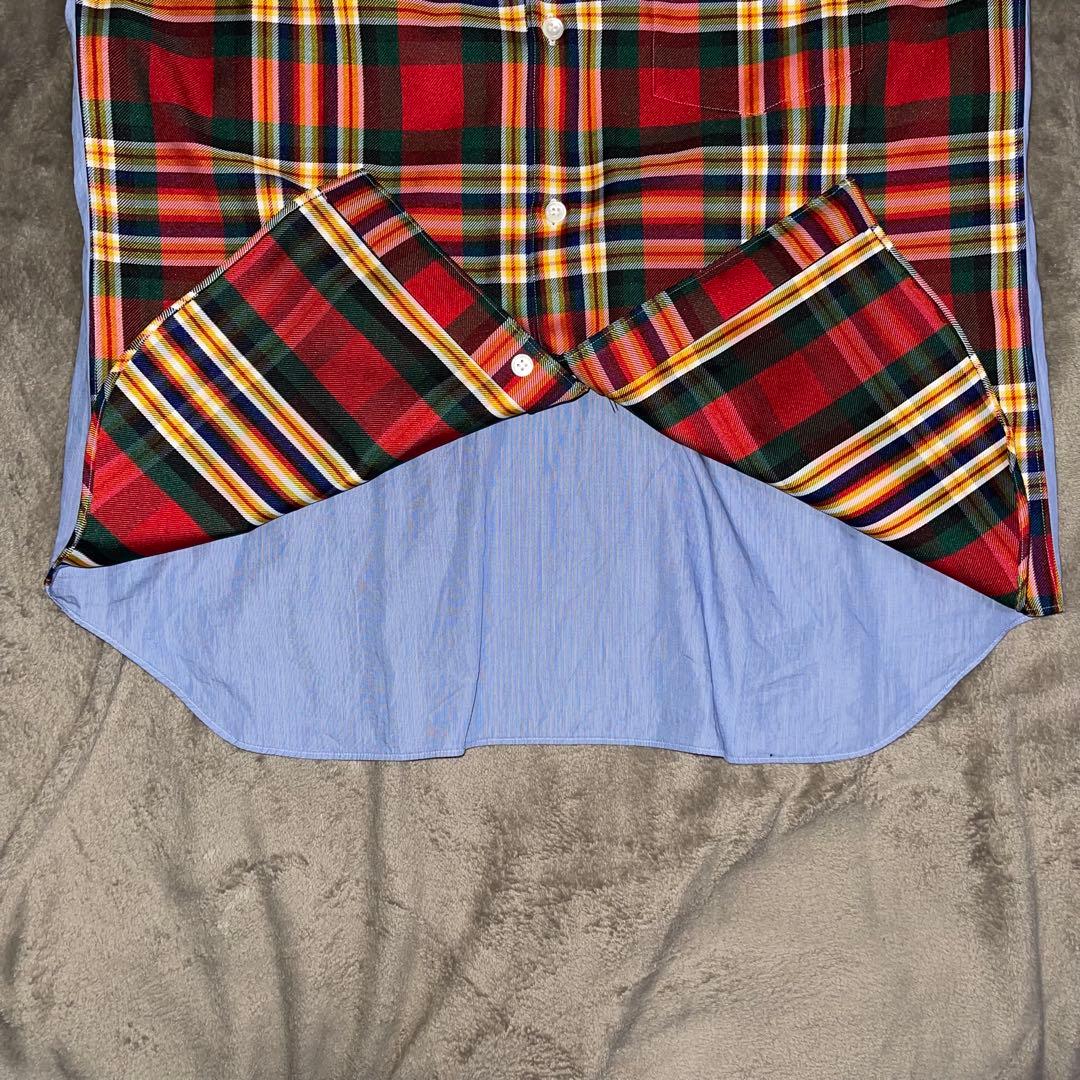 コムデギャルソン 長袖シャツ 20AW 異素材ドッキング チェック柄 M