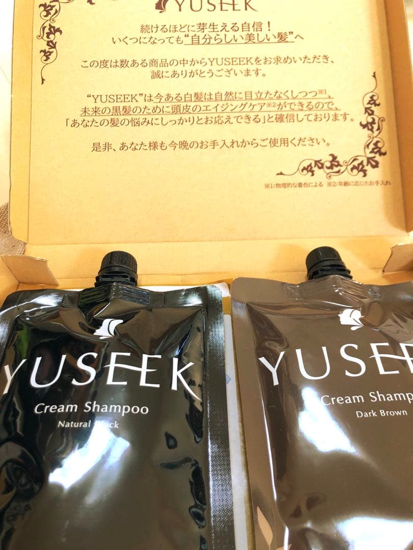 【最終値下げ】yuseek白髪染めシャンプー350g ダークブラウン、ブラック