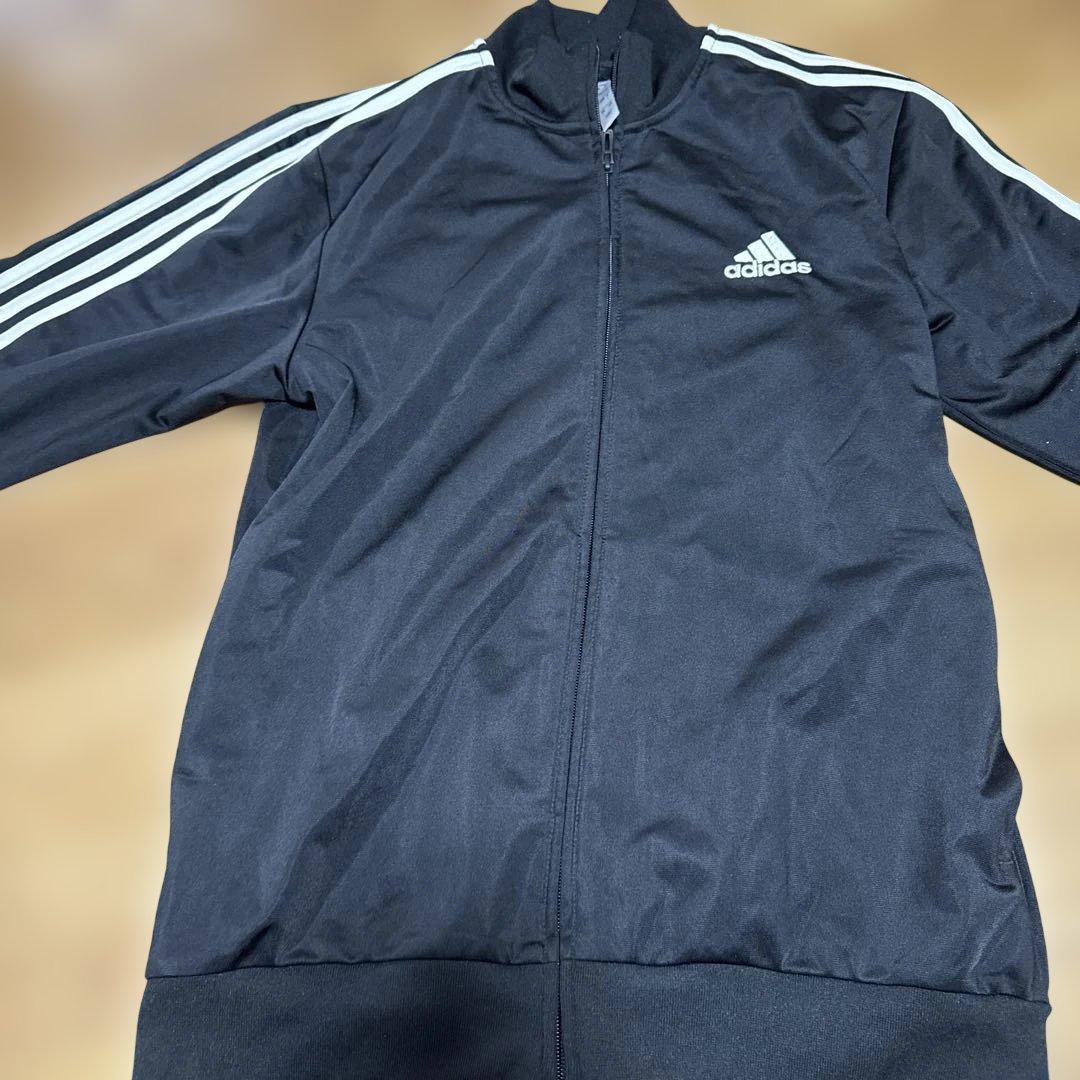 adidas ストライプジャージジャケット 黒