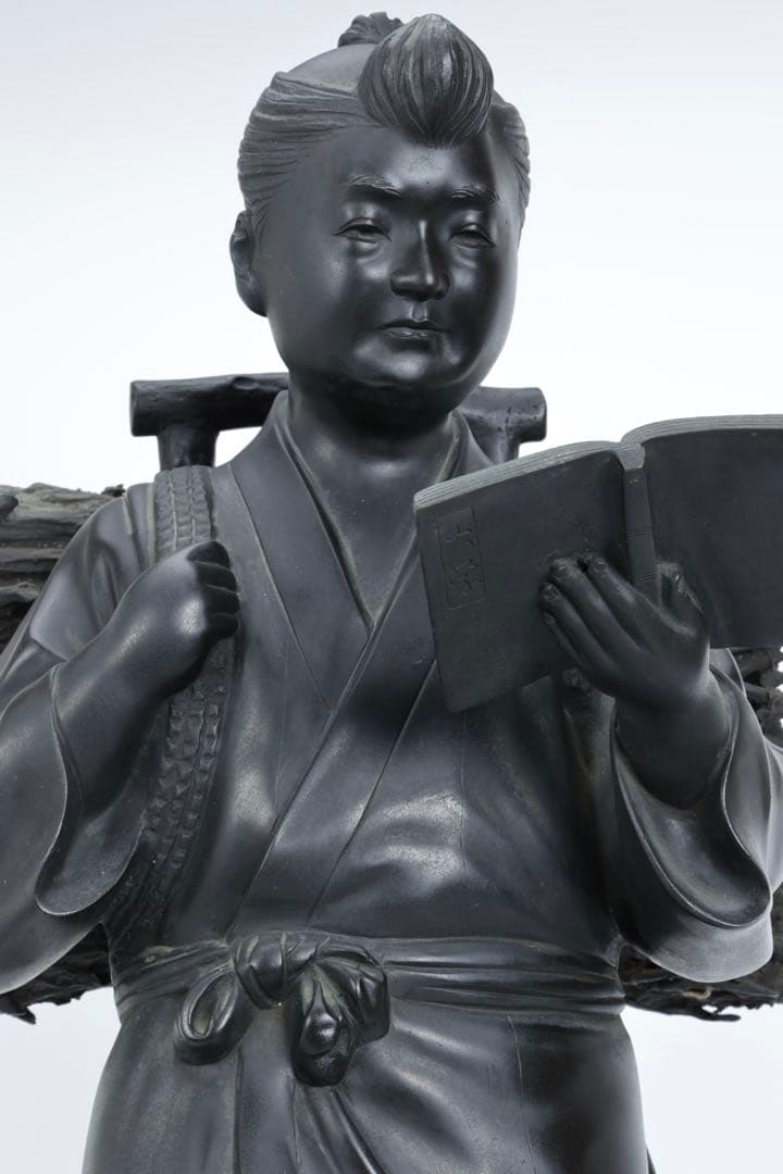 r*3様 二宮金次郎像 青銅製ブロンズ像 特大80cm 陽峰作 時代物 古美術