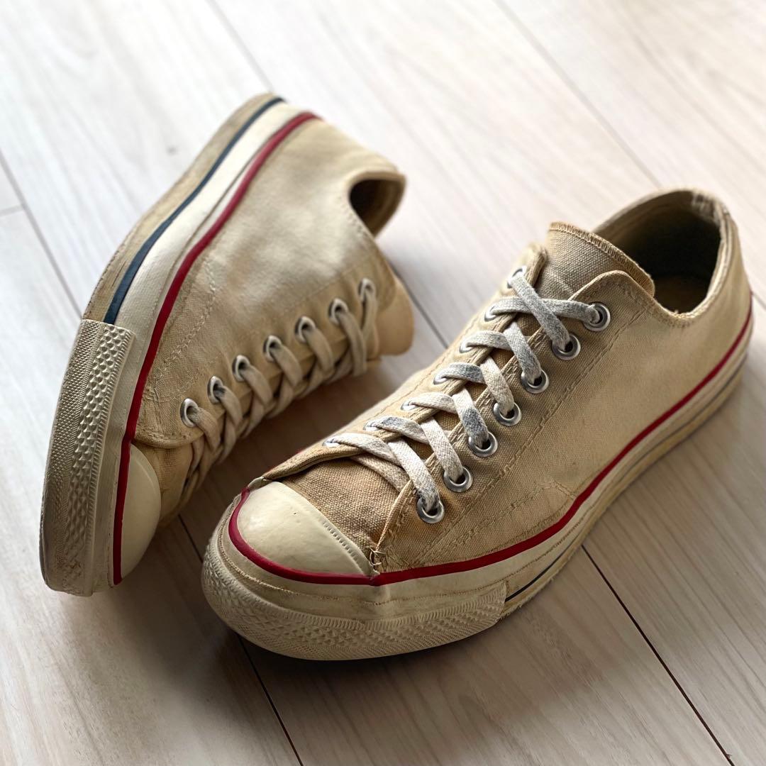 貴重な三ツ星！良い雰囲気！US9！70s コンバース チャックテイラー 生成り