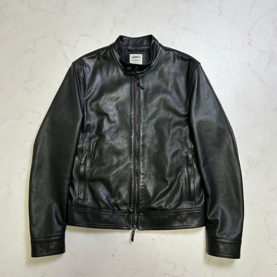 【ITALY製】EMMETI レザージャケット JURI 黒 44
