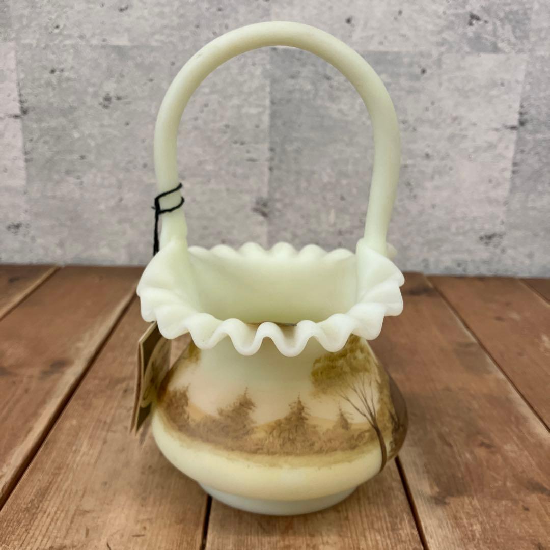 北米 フェントン アートガラス ウランガラス バスケット カゴ 小物入れ 置物