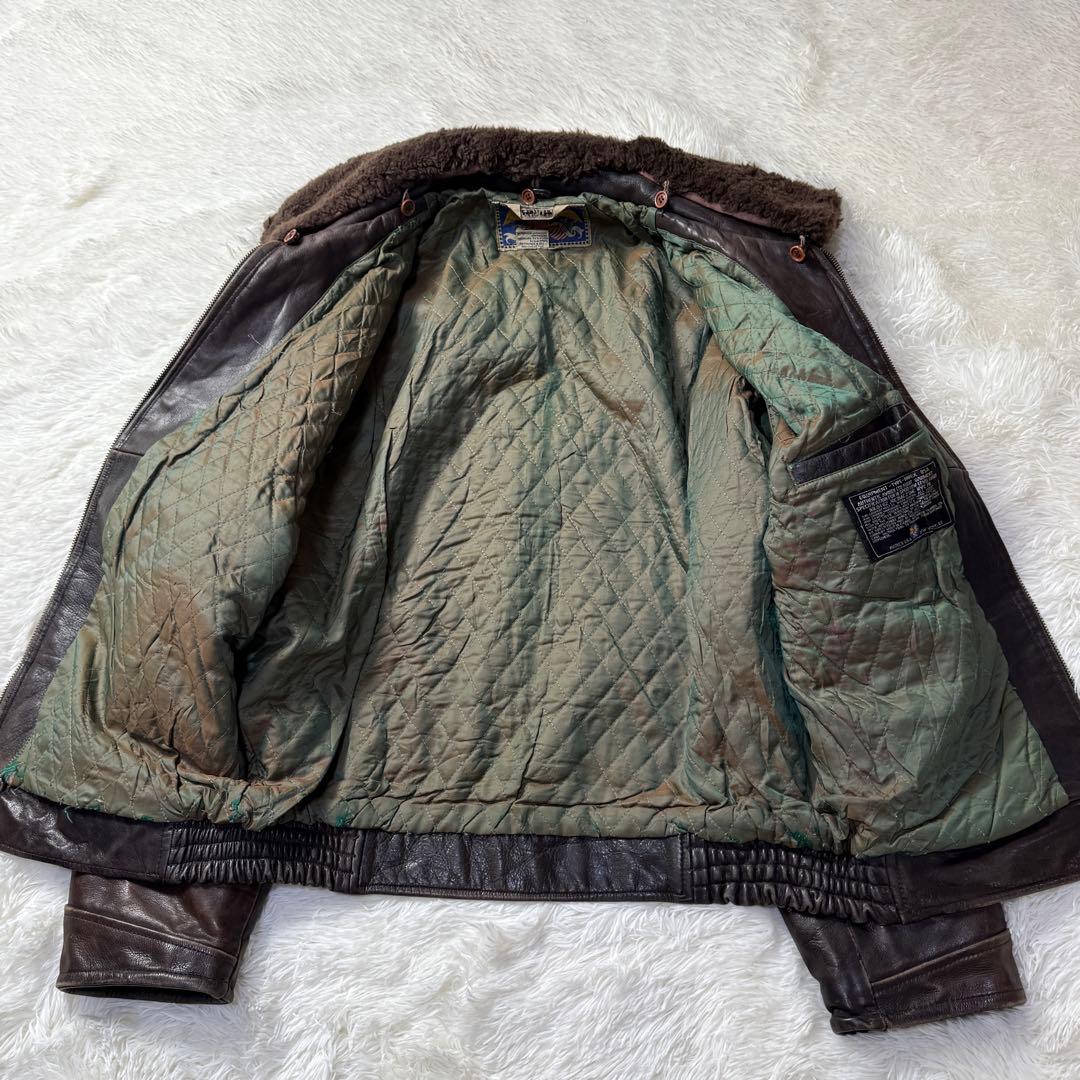 AVIREX G-1 フライトレザージャケット L ダークブラウン 本革 襟ボア