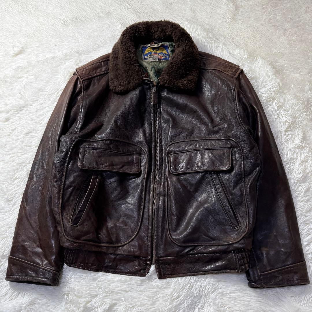 AVIREX G-1 フライトレザージャケット L ダークブラウン 本革 襟ボア