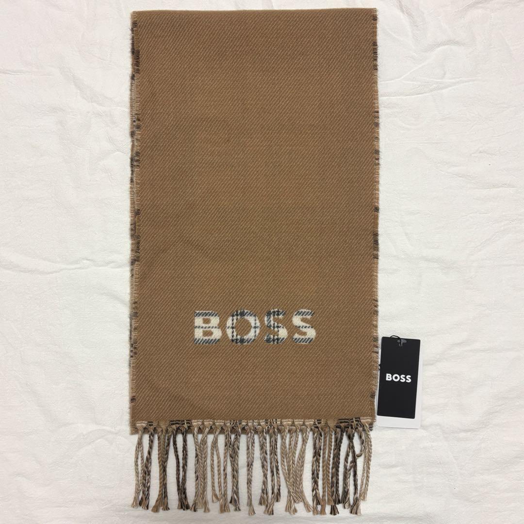 【新品タグ付き】HUGO BOSS ヒューゴボス チェック&無地マフラー