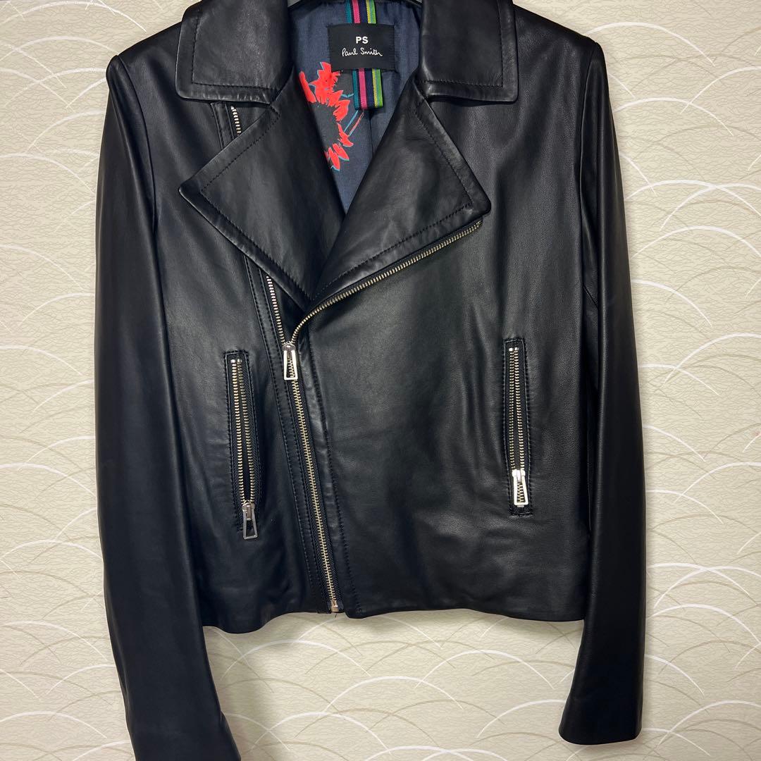 PS Paul Smith ブラックレザーライダースジャケット Lサイズ