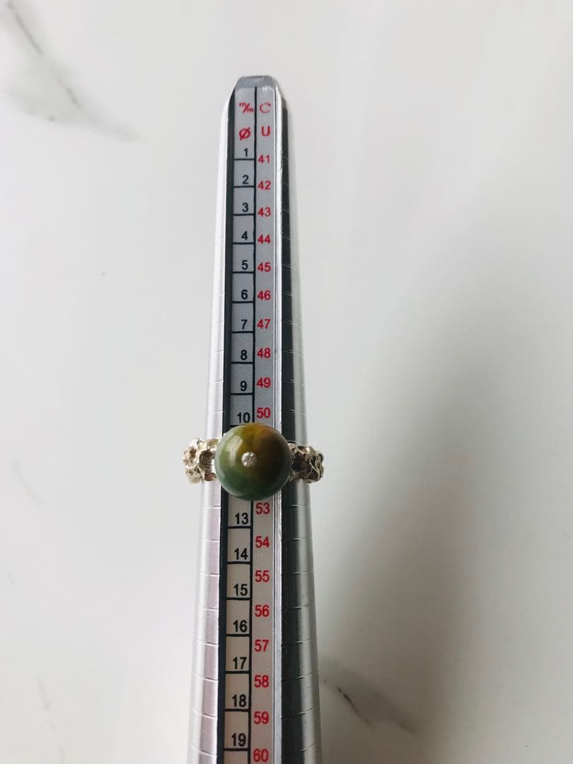 [R200-001］翡翠　リング　s925 グアテマラ産　12号　ダイヤモンド