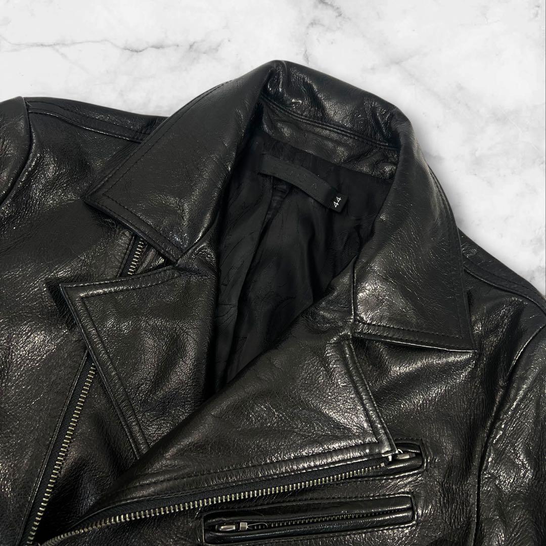 極美品 FUGA ダブルライダースジャケット 山羊革 サイズ44/S相当 黒