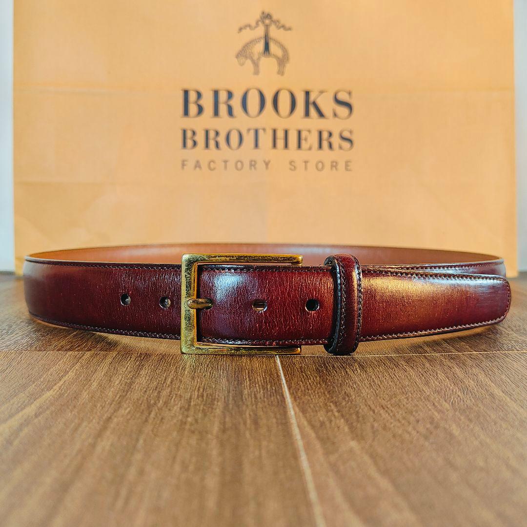 【Vintage USA製】ブルックスブラザーズ　高級艶バーガンディドレスベルト