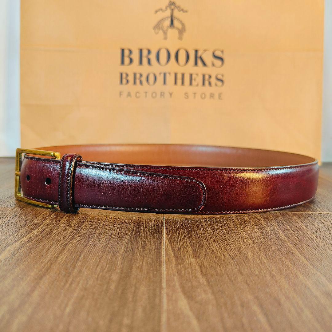 【Vintage USA製】ブルックスブラザーズ　高級艶バーガンディドレスベルト