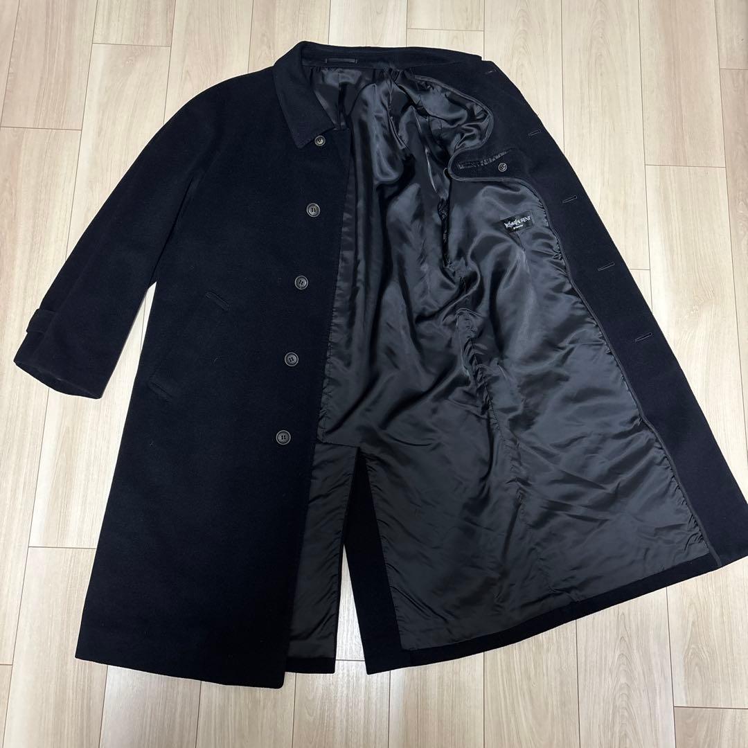 カシミヤ100% YVES SAINT LAURENT ステンカラーコートM相当