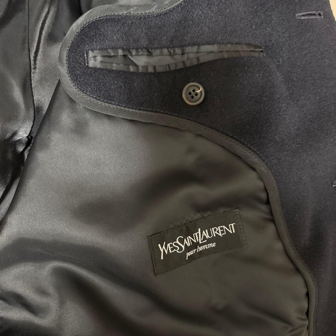 カシミヤ100% YVES SAINT LAURENT ステンカラーコートM相当
