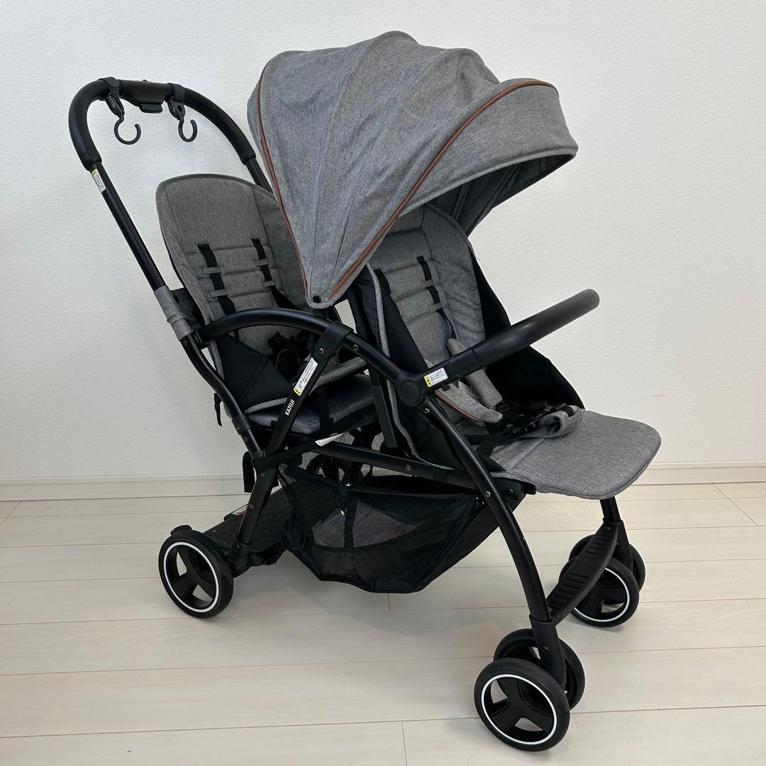 【美品】KATOJI ベビーカー 2-Seater（グレー）　リアシート付き