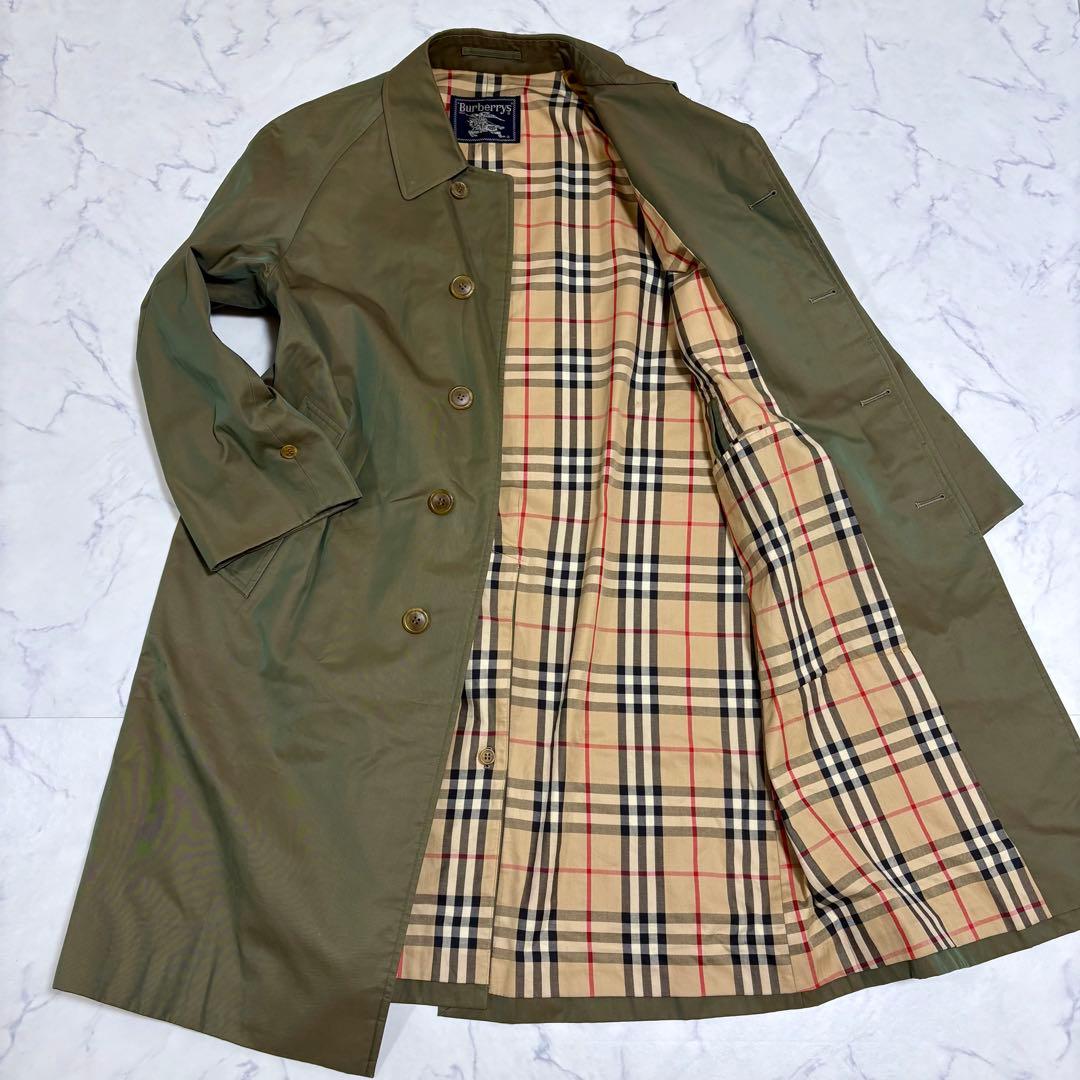 美品 バーバリーズ BURBERRY ステンカラーコート 綿 M カーキ