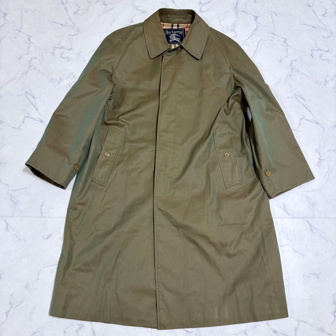 美品 バーバリーズ BURBERRY ステンカラーコート 綿 M カーキ
