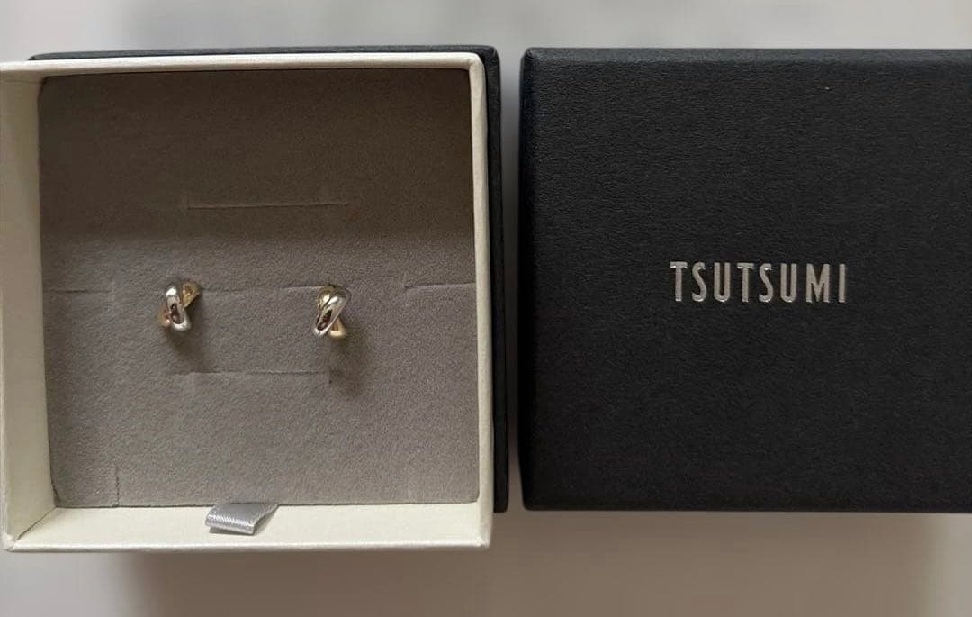 【限定セール】ツツミ K18イエローゴールド プラチナ ピアス
