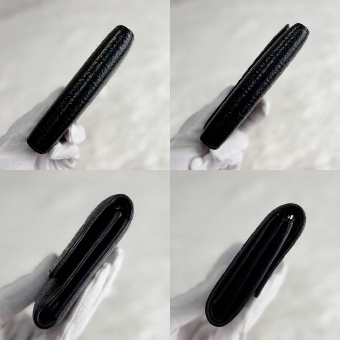 美品♡LOEWE ロエべ アナグラム リピート レザー ミニ財布 ブラック