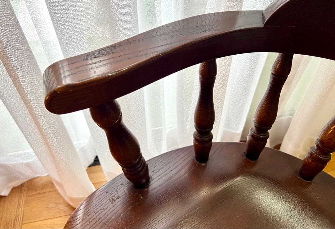 高級 オーク材 回転式アームチェア②