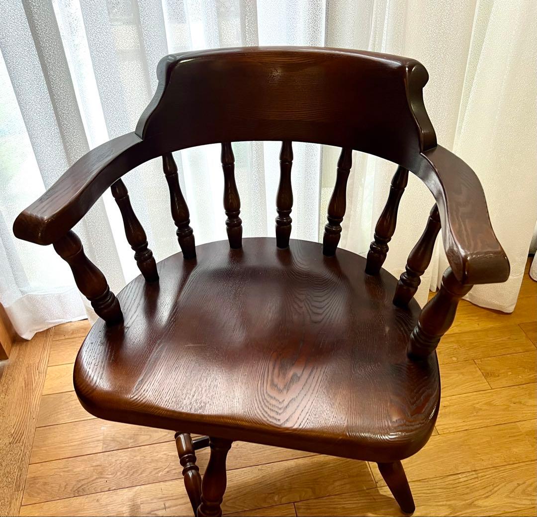 高級 オーク材 回転式アームチェア②