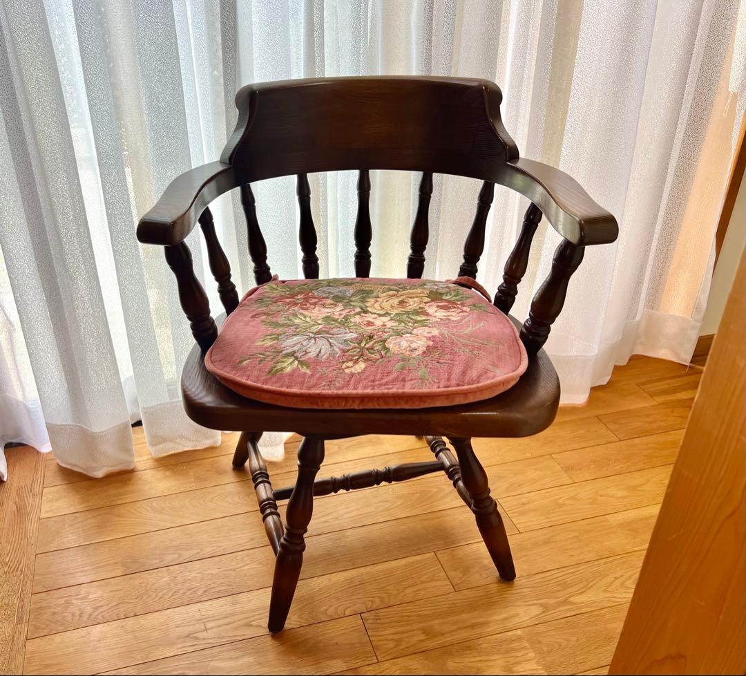 高級 オーク材 回転式アームチェア②