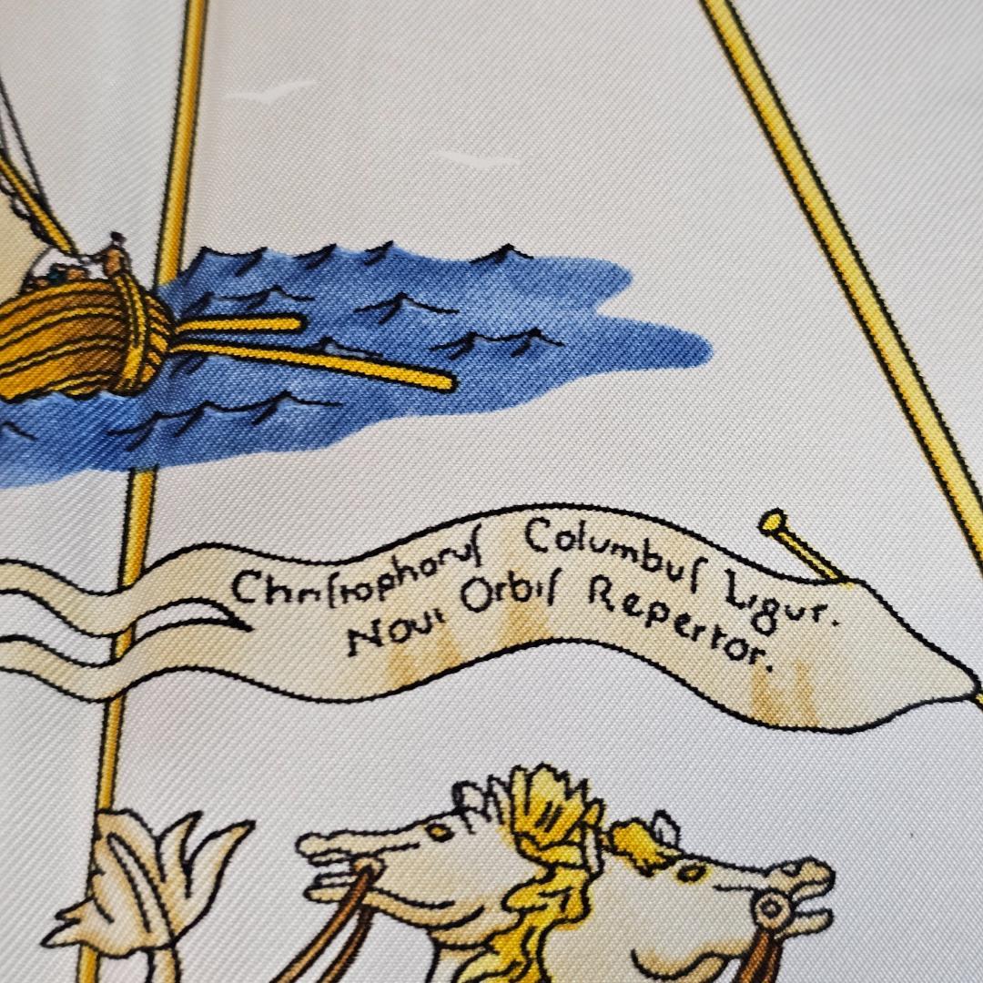 【美品】エルメス カレ90 光の帆船 希少 ネイビー