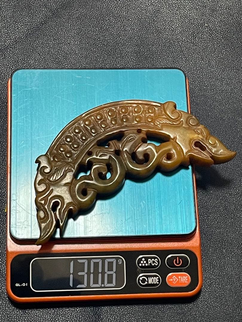 中国古玉　天然石極細工彫刻　風水置物