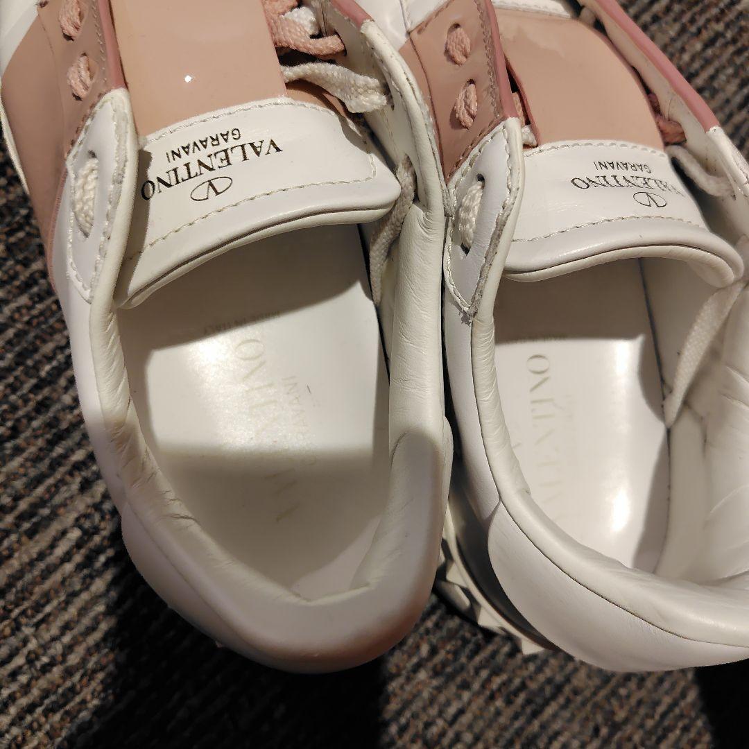 VALENTINO ヴァレンティノ オープンレザースニーカー ホワイト×ピンク