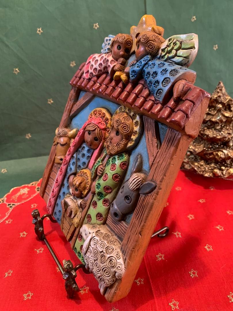 スペイン製　セビリア　ビンテージのヘススの可愛い聖家族の陶板！シスターが作られた