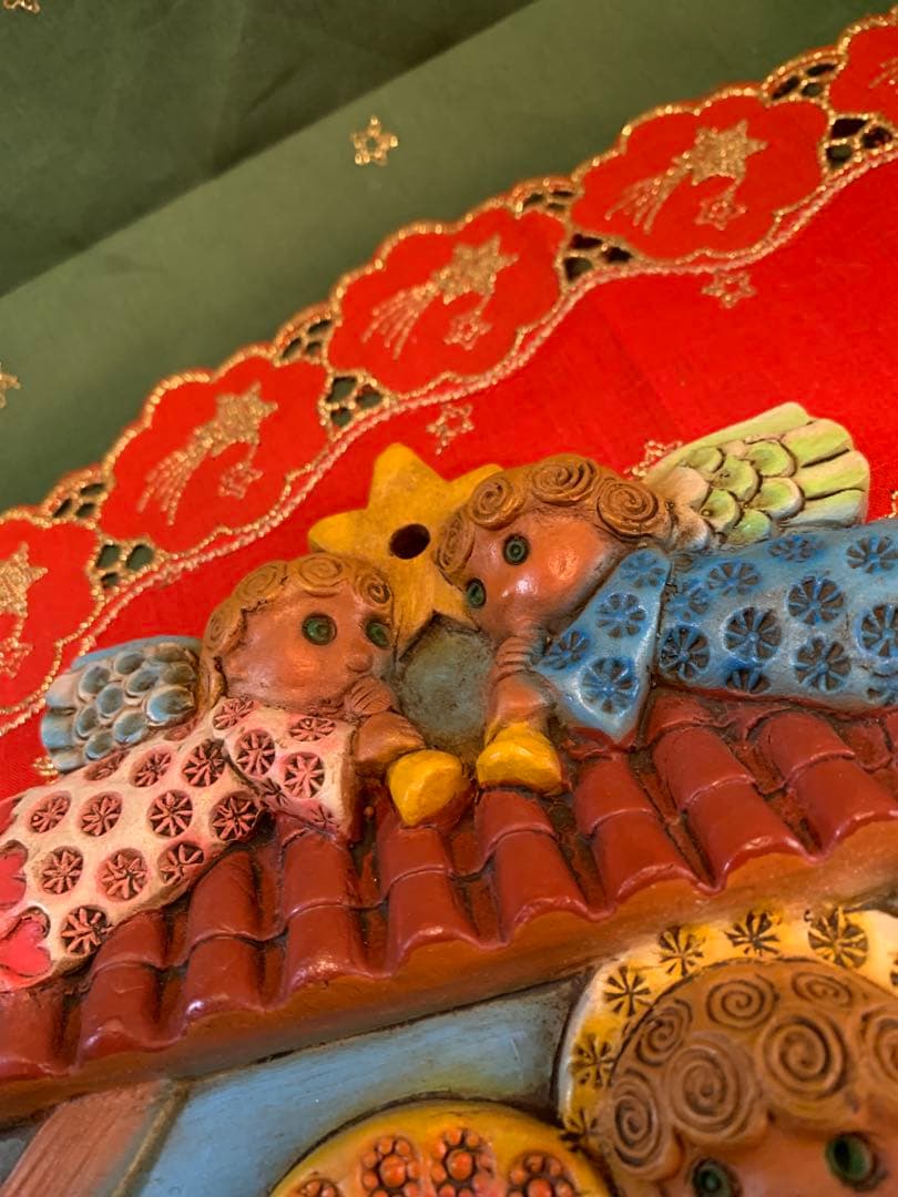 スペイン製　セビリア　ビンテージのヘススの可愛い聖家族の陶板！シスターが作られた