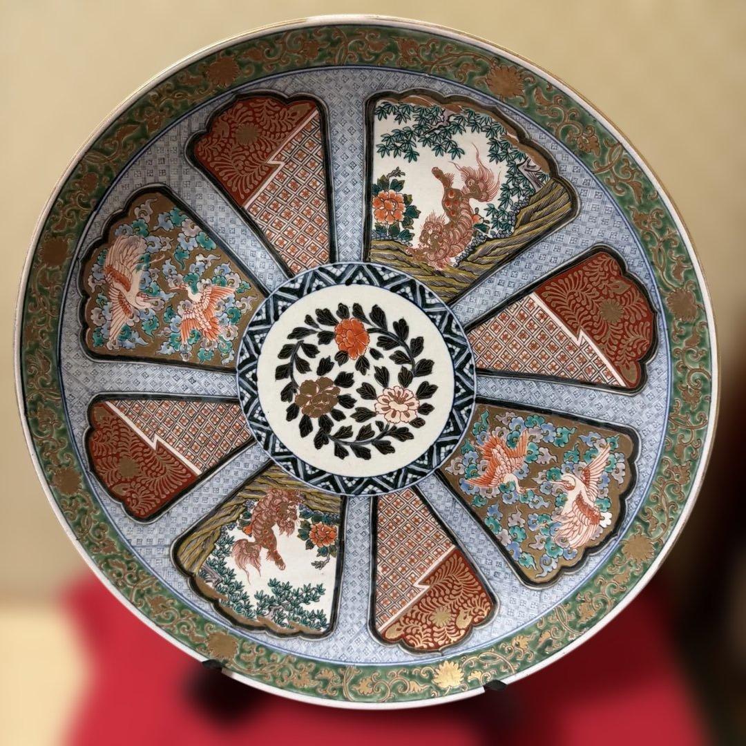 古伊万里　錦絵大皿　飾り皿　45cm 時代箱