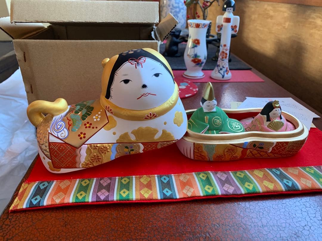 須はら飾り 須原陶磁工房 犬筥 雛祭り 雛人形 平安雛 昭峰作 訳有り 新品