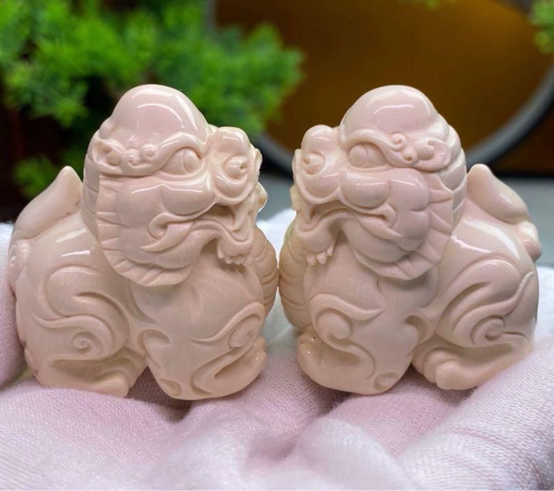 天然マンモス牙精巧な手作り彫刻金運を招く貔貅 置物