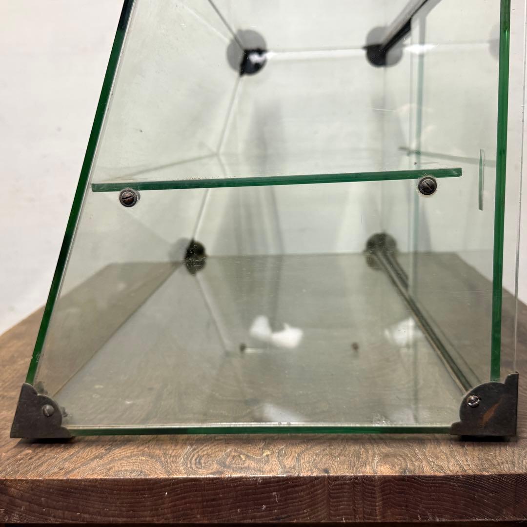 昭和レトロ ガラスケース 卓上 前面 斜め アンティーク ショーケース 陳列棚