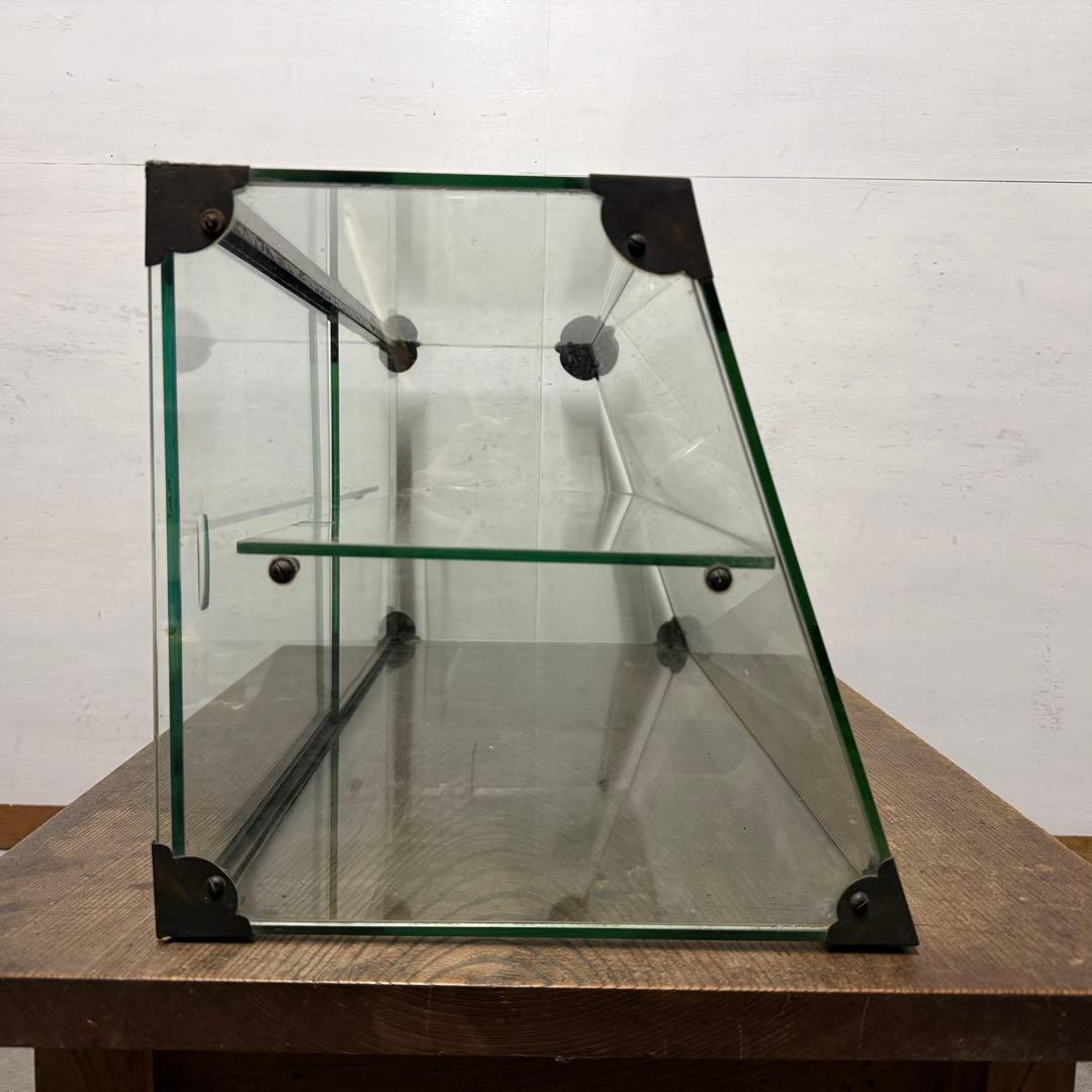 昭和レトロ ガラスケース 卓上 前面 斜め アンティーク ショーケース 陳列棚