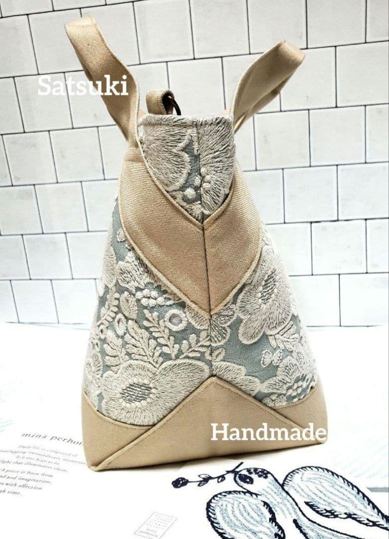 オーダー　ハンドメイド　ミナペルホネン　タンバリン　ブルー　コンビトートバック小