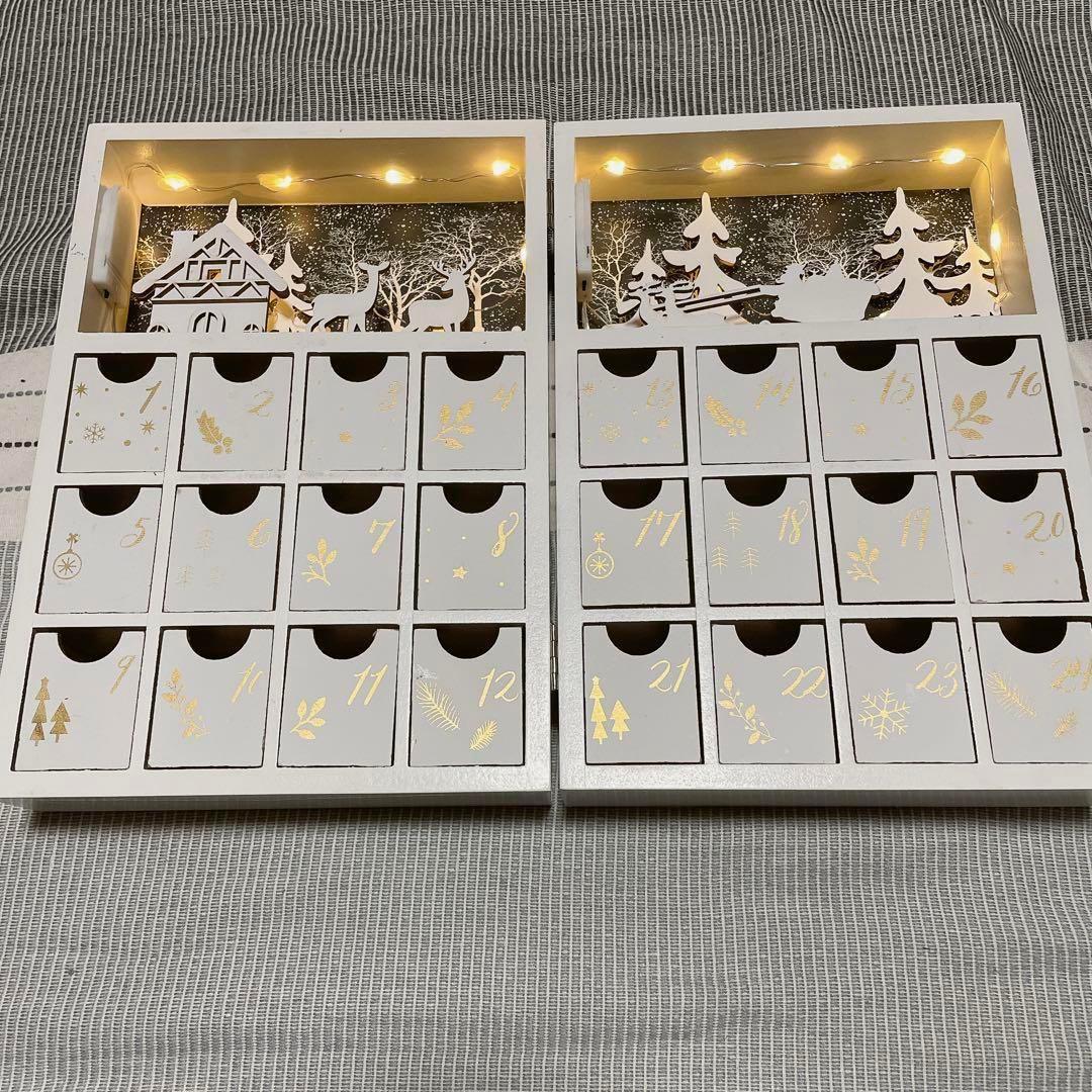 木製 折りたたみ クリスマス アドベントカレンダー トナカイ 雪 お楽しみ