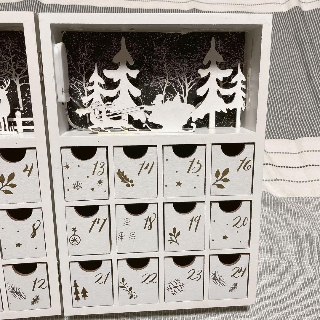 木製 折りたたみ クリスマス アドベントカレンダー トナカイ 雪 お楽しみ