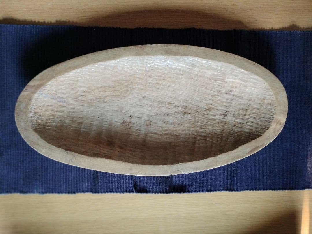 大型 木製アンティーク 楕円トレイ こね鉢