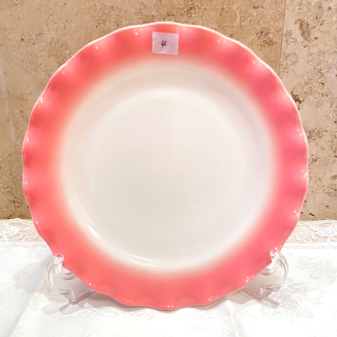 Hazel Atlasヘーゼルアトラス ピンク リップル プレート セット