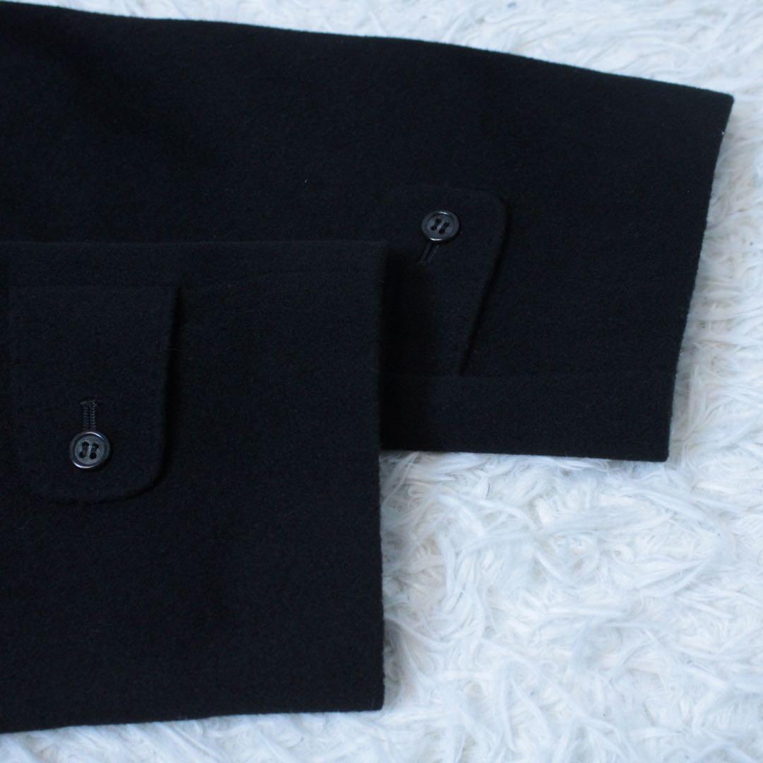 極美品 深喜毛織 カシミヤ100% 比翼 ステンカラーコート ブラック 黒 M