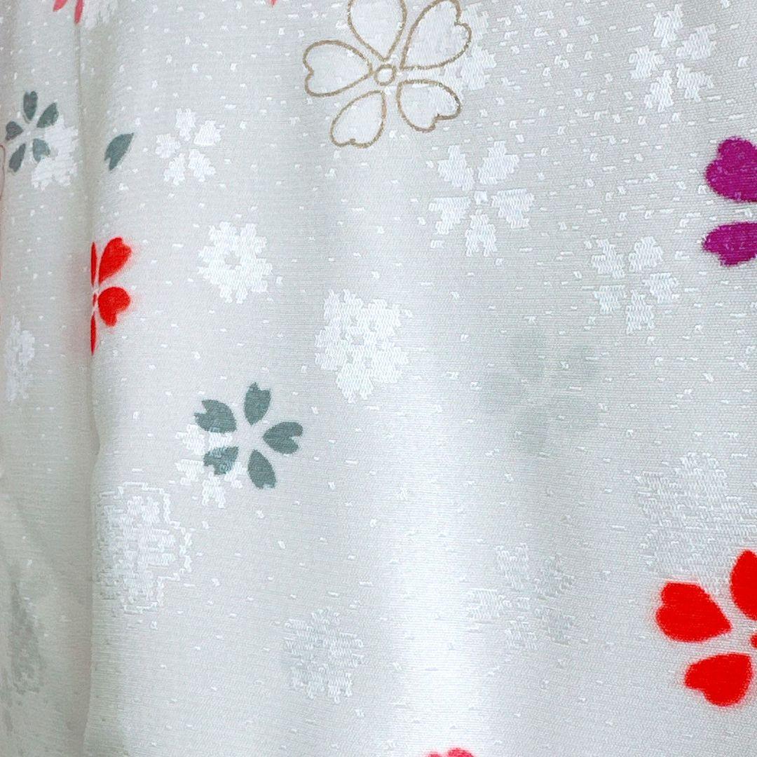 美品　七五三　7歳女の子　着物単品　絹100％　桜　金糸　7072