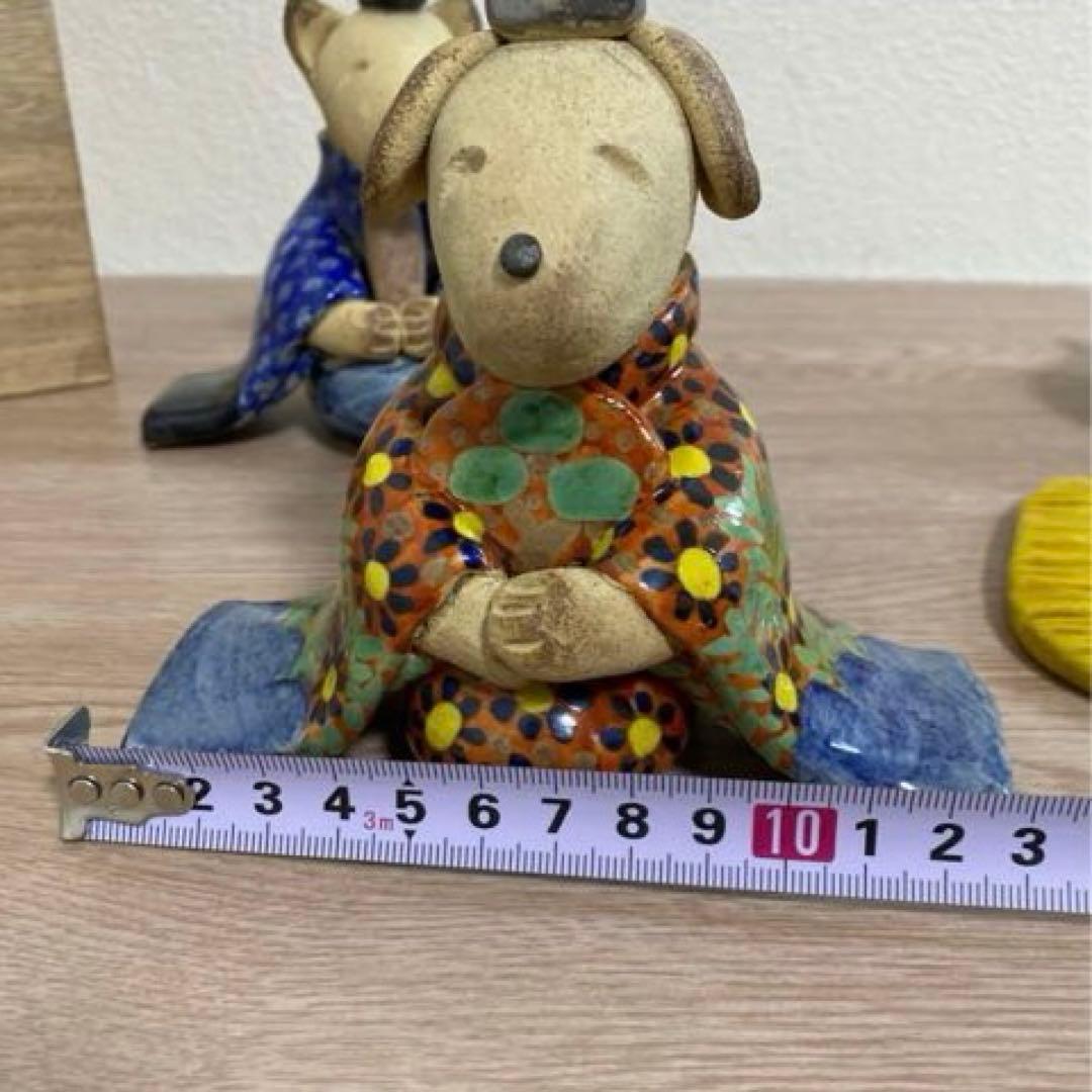一点物　希少　益子焼　陶器雛人形 犬の嫁入り　陶器製 雛道具付