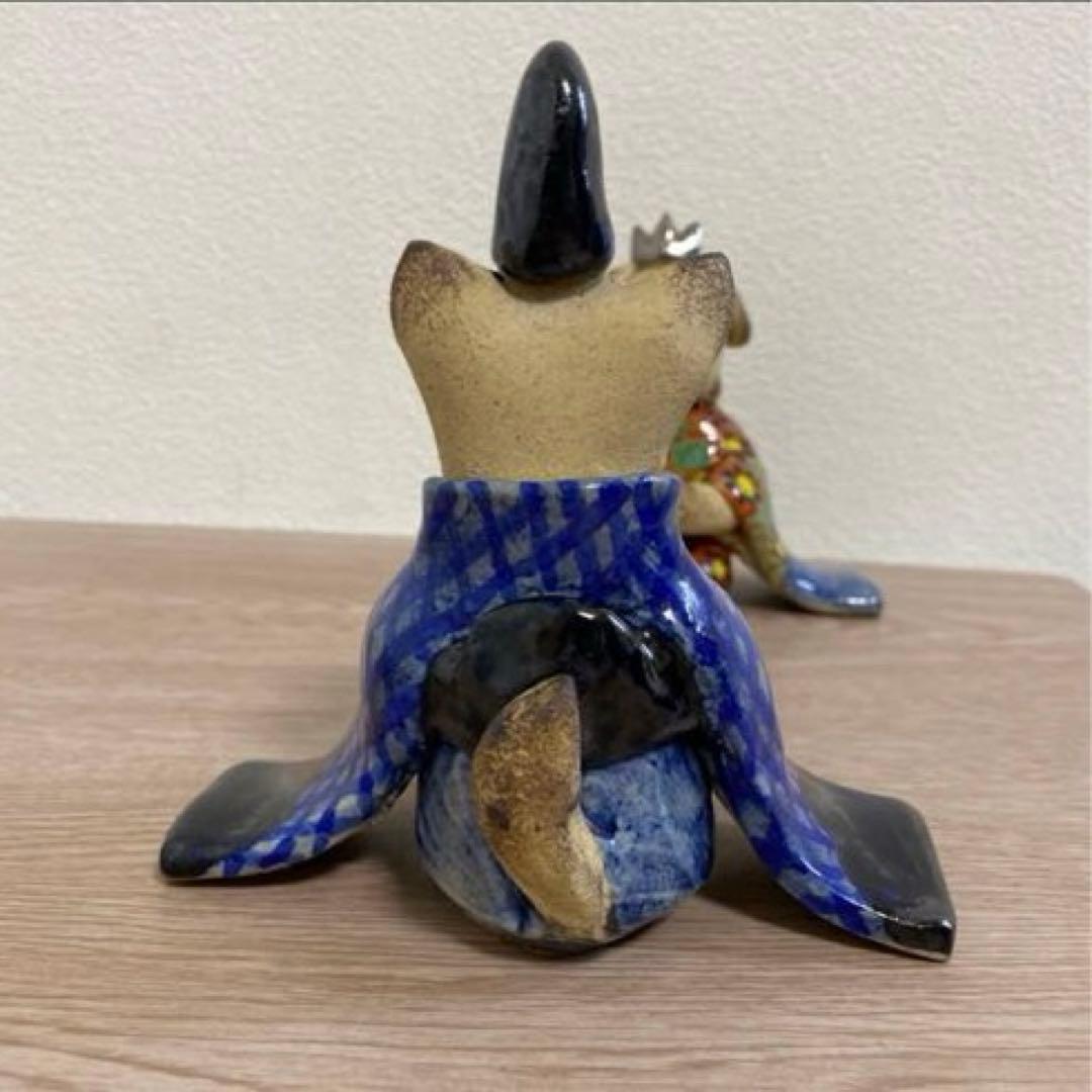 一点物　希少　益子焼　陶器雛人形 犬の嫁入り　陶器製 雛道具付
