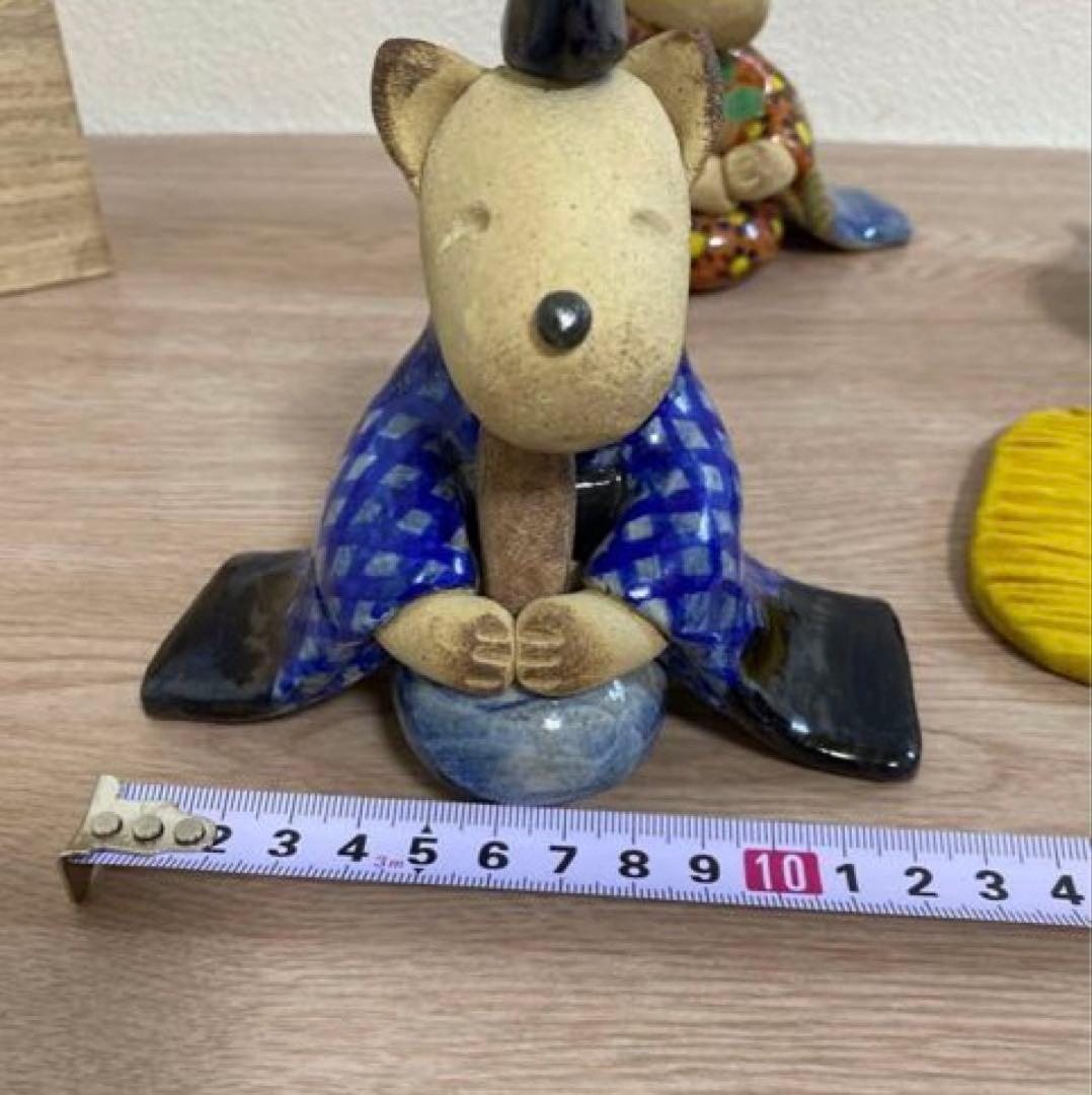 一点物　希少　益子焼　陶器雛人形 犬の嫁入り　陶器製 雛道具付