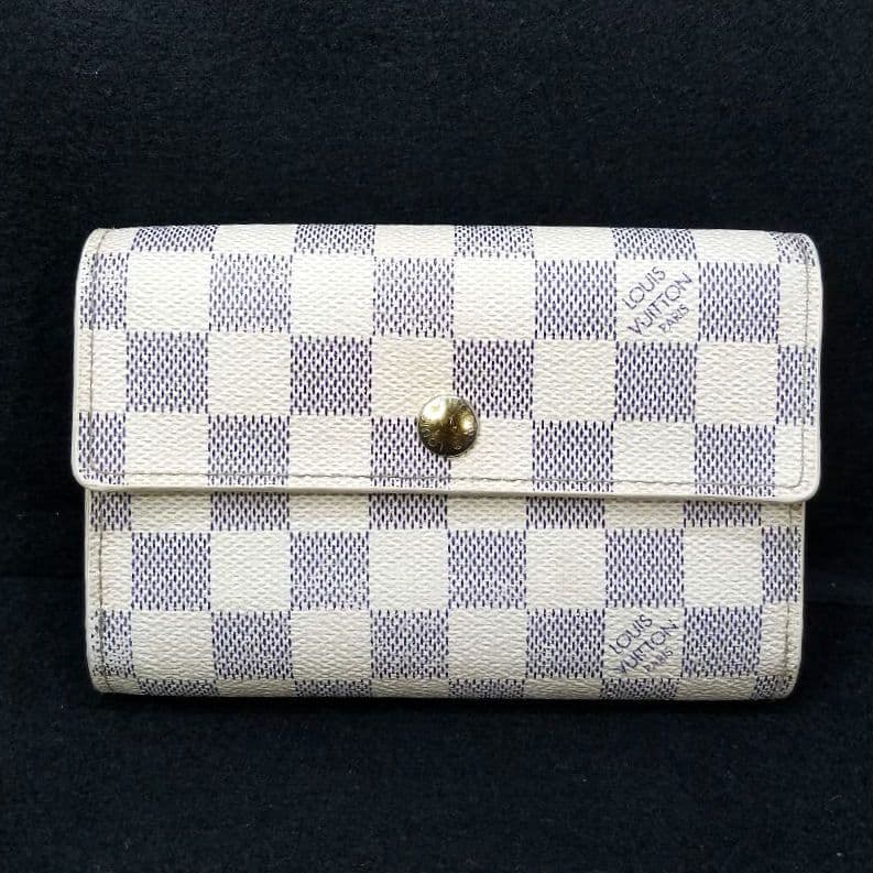 専用ルイヴィトン アズール ポルトフォイユ アレクサンドラ 三つ折り財布 ダミエ