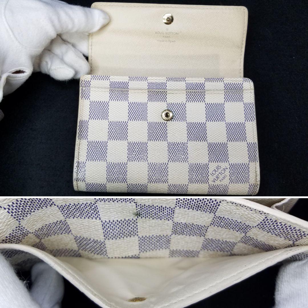 専用ルイヴィトン アズール ポルトフォイユ アレクサンドラ 三つ折り財布 ダミエ